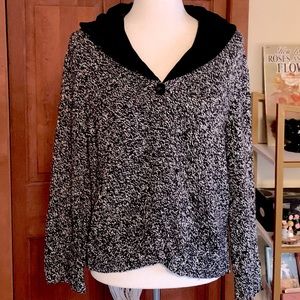 J. Jill silk blend knit cardigan with black velvet collar size medium